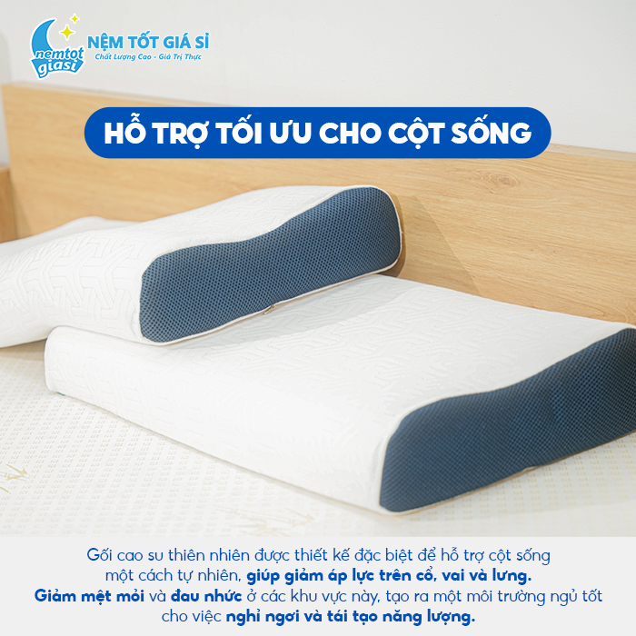 Nệm Tốt Giá Sỉ - Gối Cao Su Thiên Nhiên Gợn Sóng 0