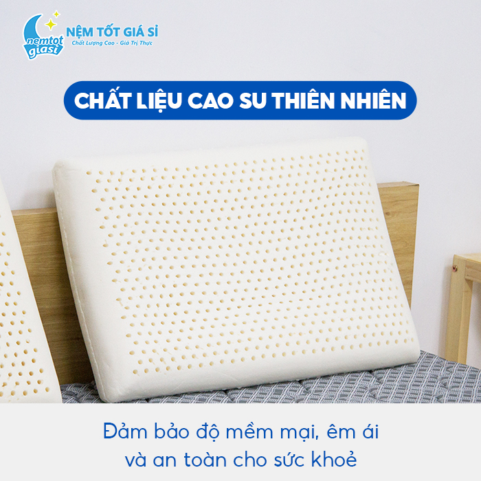 Nệm Tốt Giá Sỉ - Gối Cao Su Thiên Nhiên Oval 0