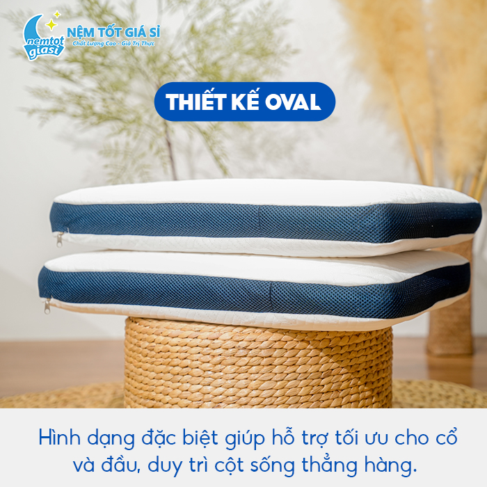 Nệm Tốt Giá Sỉ - Gối Cao Su Thiên Nhiên Oval 1
