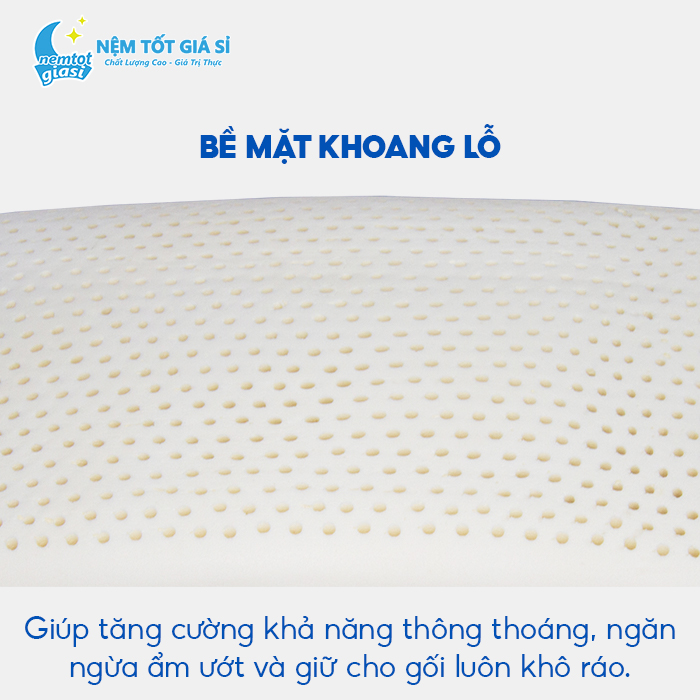 Nệm Tốt Giá Sỉ - Gối Cao Su Thiên Nhiên Oval 2