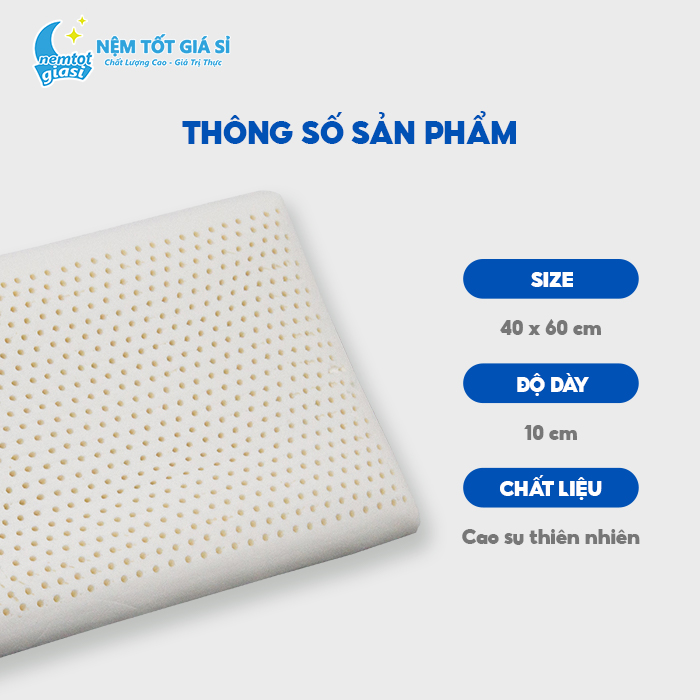 Nệm Tốt Giá Sỉ - Gối Cao Su Thiên Nhiên Oval 4