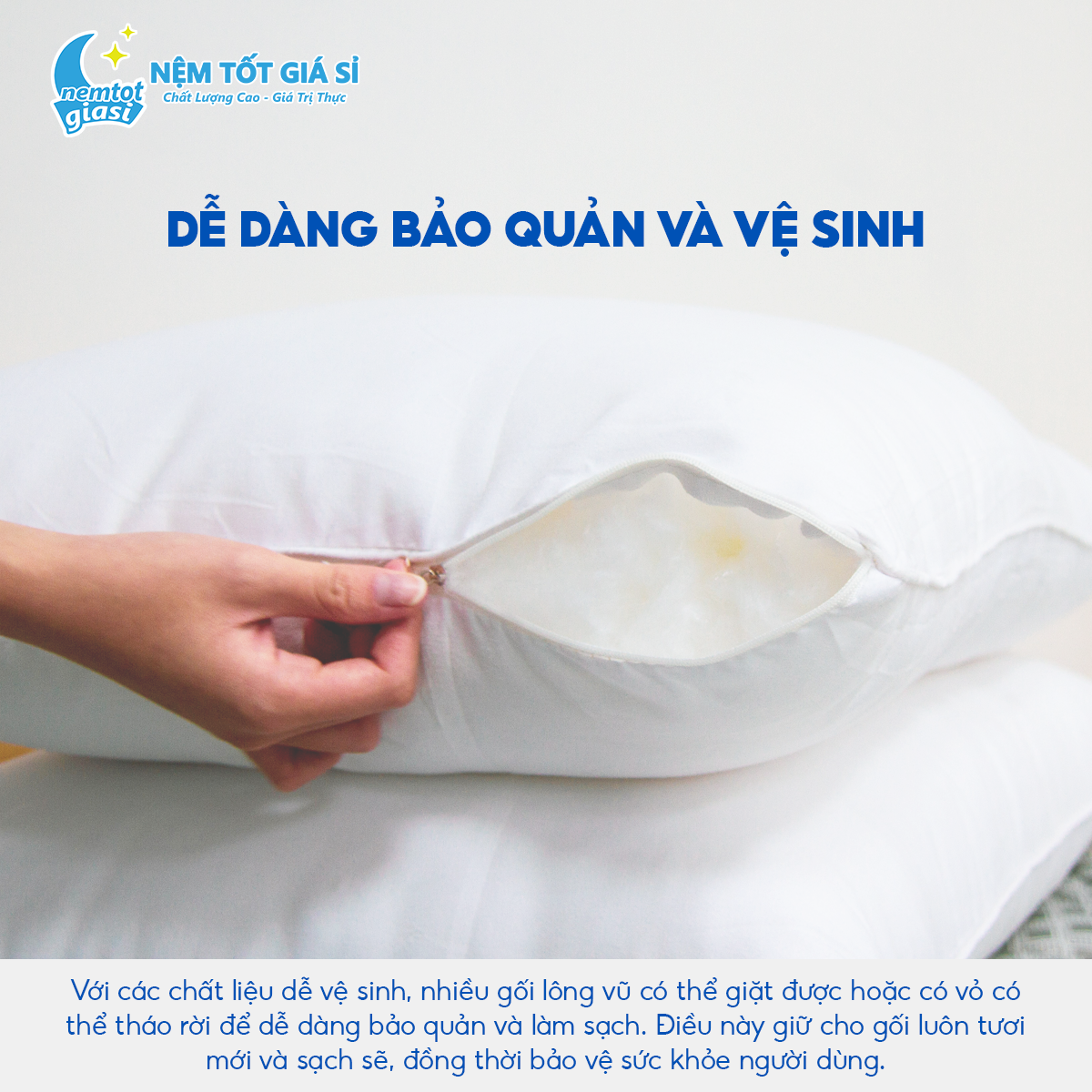 Nệm Tốt Giá Sỉ - Gối Lông Vũ Microfiber Á Châu 2