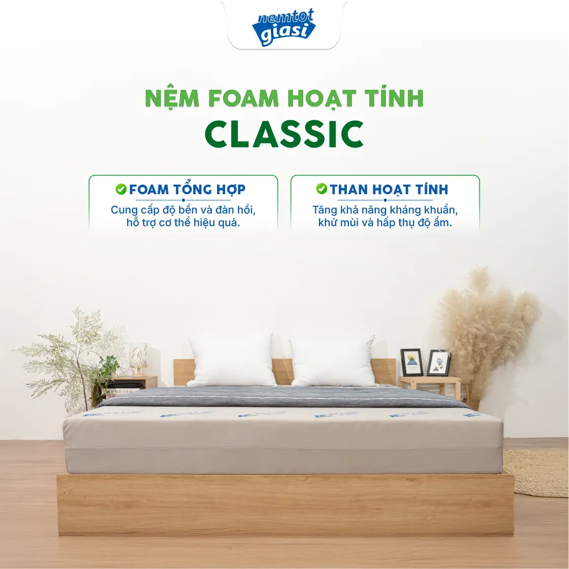 Nệm Tốt Giá Sỉ - Nệm Foam Hoạt Tính Classic 0
