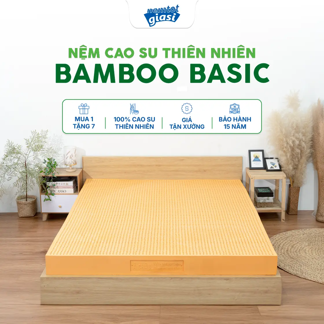 Sản phẩn Nệm Nệm Tốt Giá Sỉ Nệm Cao Su Thiên Nhiên Bamboo Basic
