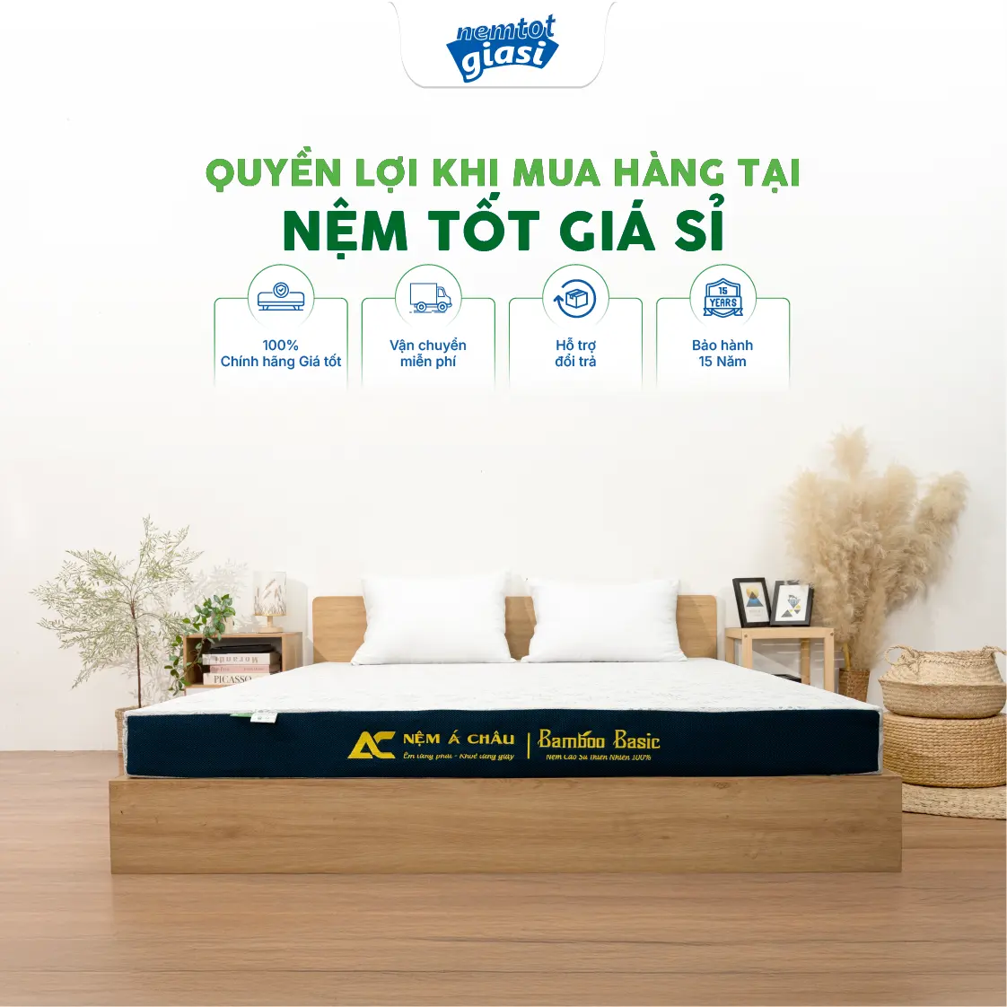 Nệm Tốt Giá Sỉ - Nệm Cao Su Thiên Nhiên Bamboo Basic 7